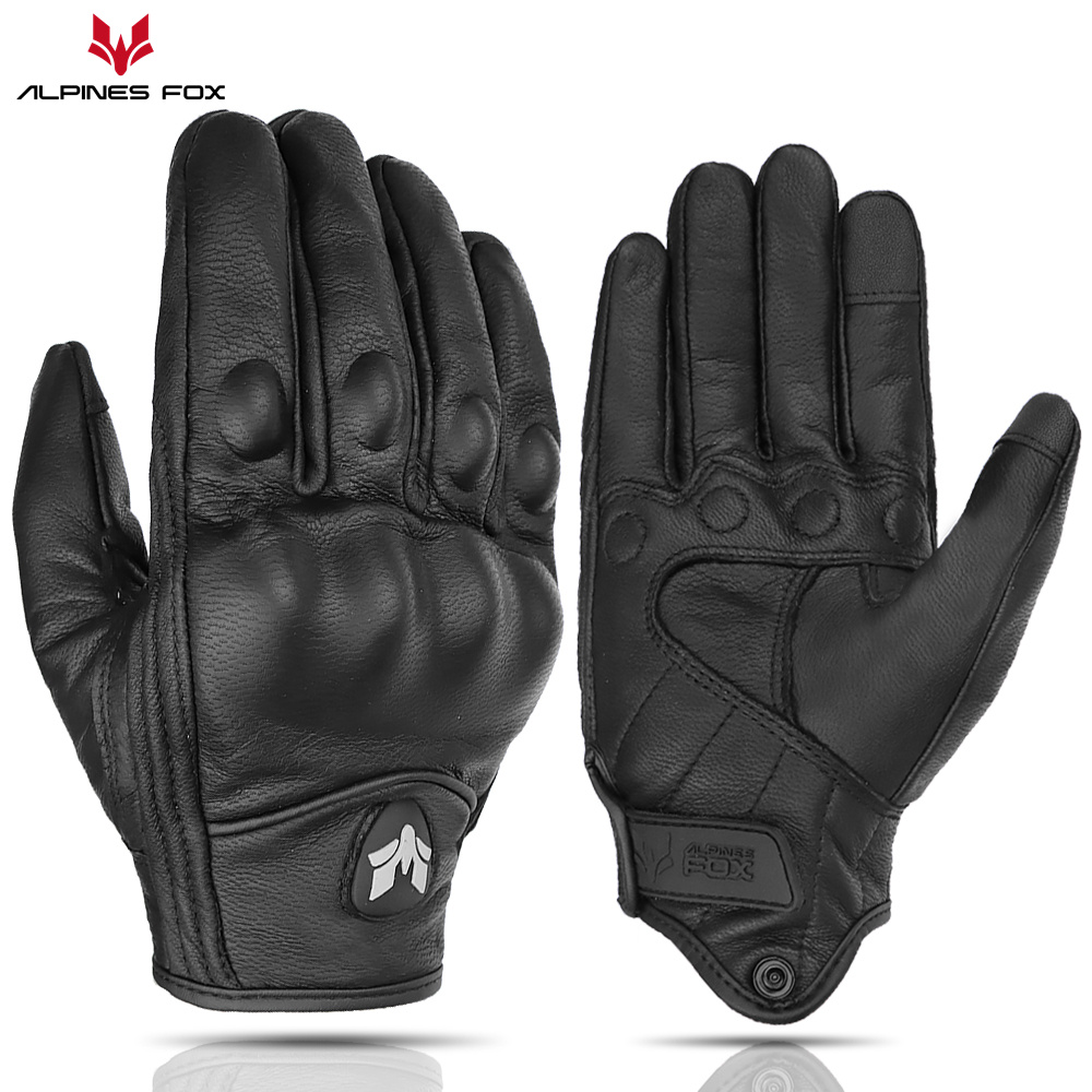 Motorcycle Gear Fox - Retro luvas de couro da motocicleta