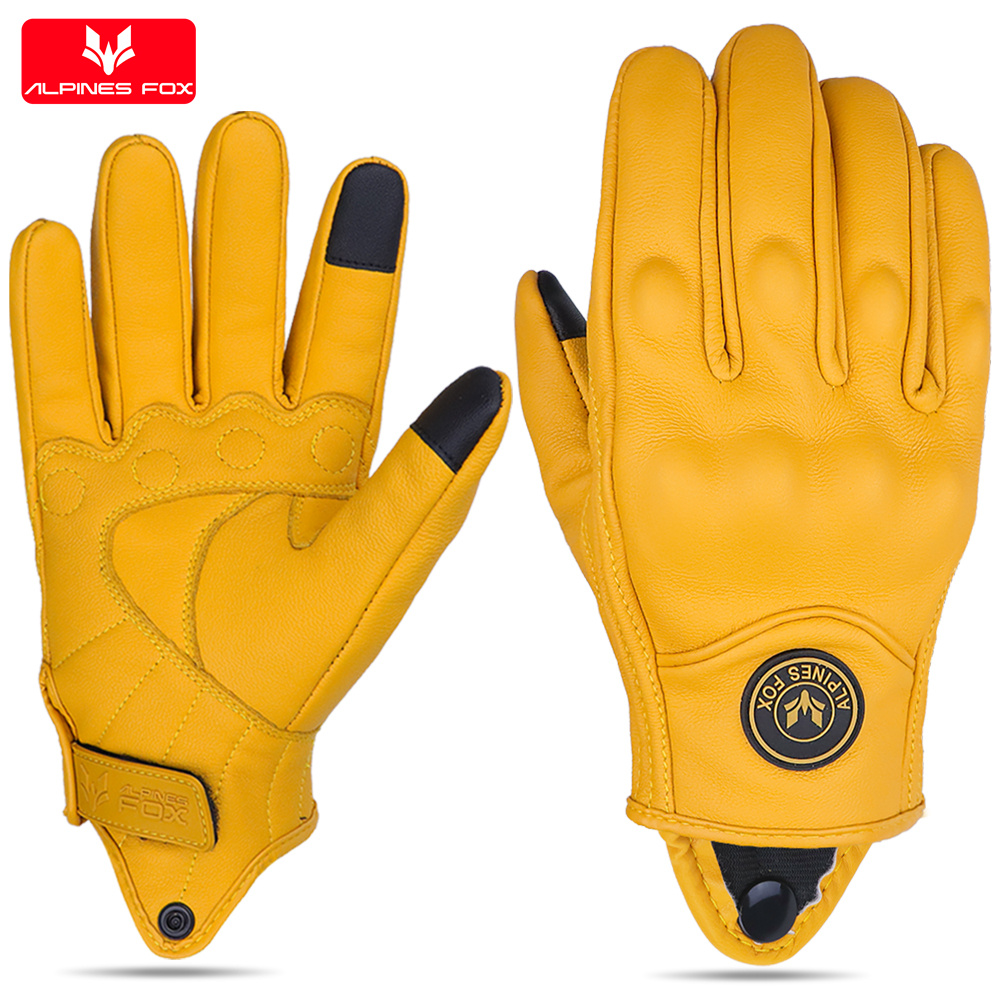 Motorcycle Gear Fox - Luvas de Couro Vintage para Motocicleta