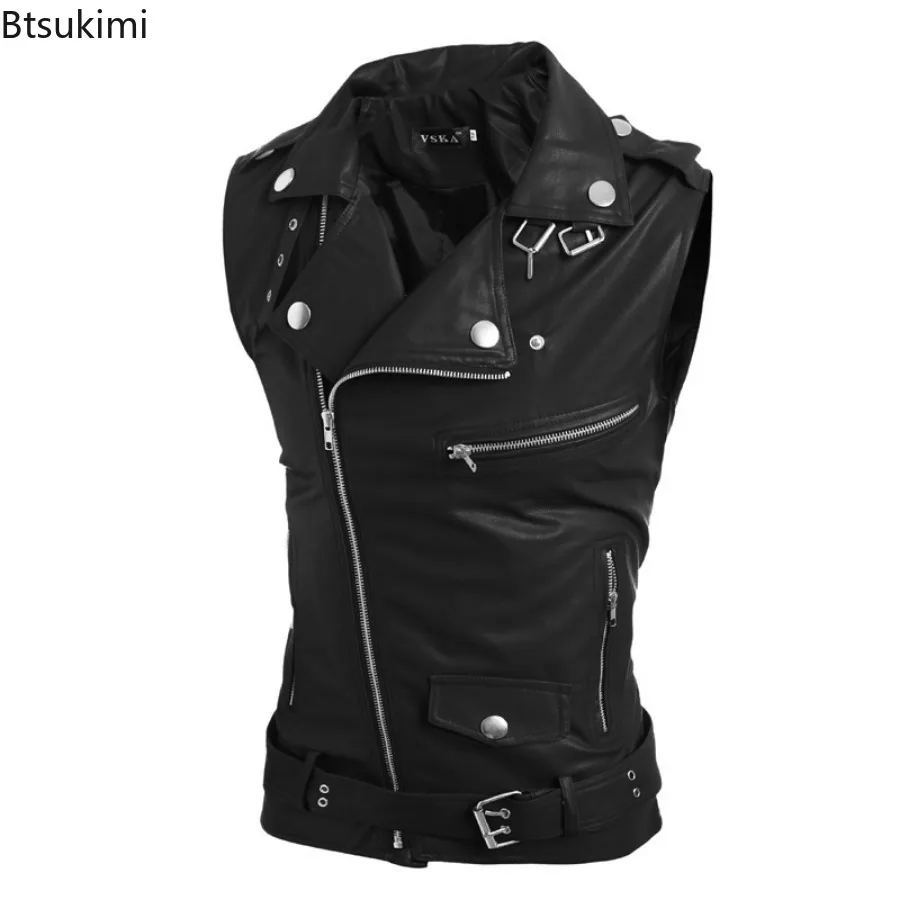 Motorcycle Gear Vest - Colete Masculino Casual de Couro PU