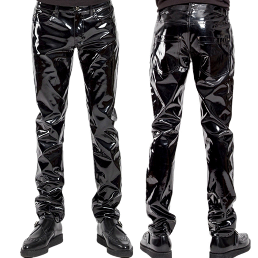 Motorcycle Gear Mens - Calças de látex de pvc brilhante