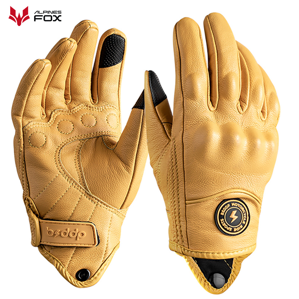 Motorcycle Gear Fox - Retro luvas de couro da motocicleta