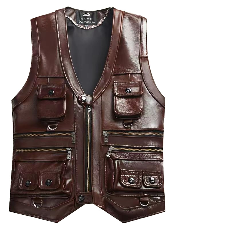2023 colete de couro genuíno d - Motorcycle Gear Vest avaliação e preço