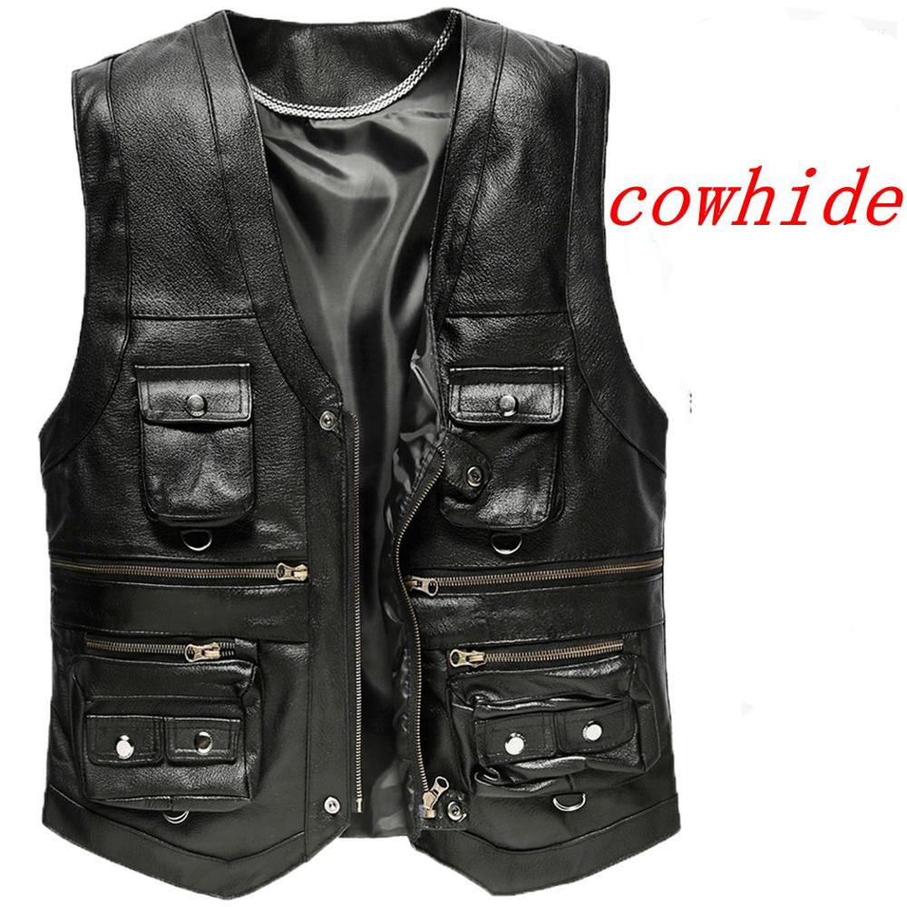 2023 colete de couro genuíno d - Motorcycle Gear Vest avaliação e preço