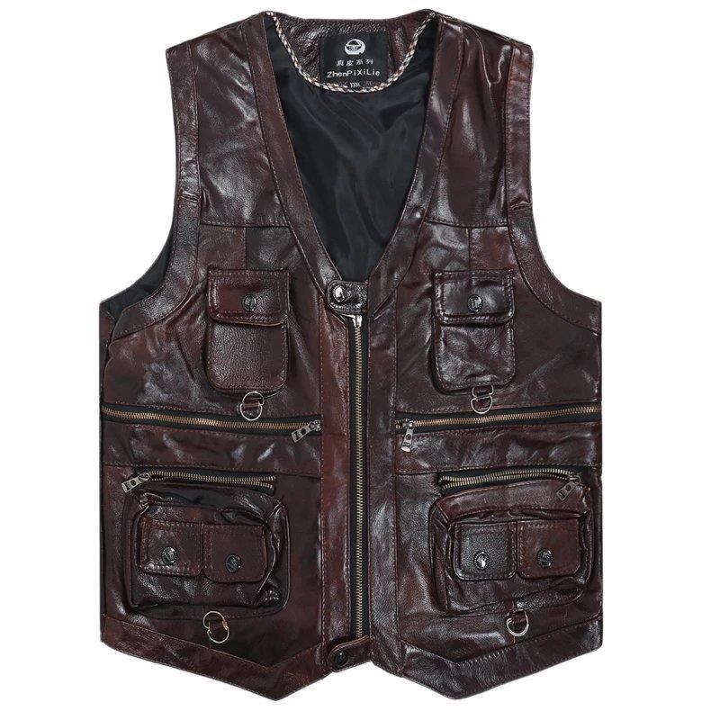 2023 colete de couro genuíno d - Motorcycle Gear Vest avaliação e preço