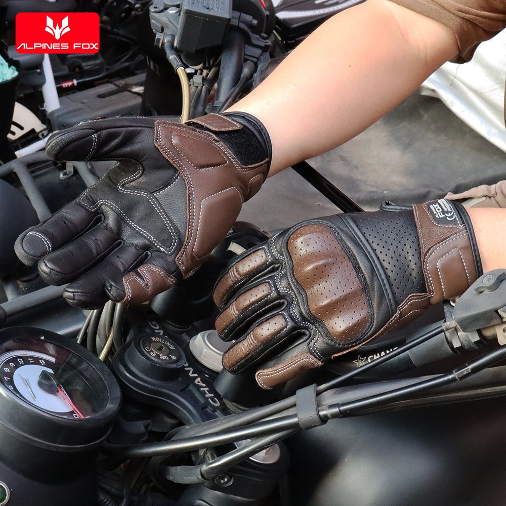 Luvas de Couro Genuíno Vintage - Motorcycle Gear Fox avaliação e preço
